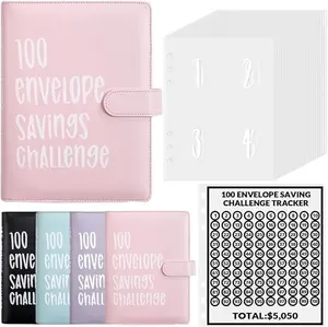 100 Envelope Challenge Binder Money Saving Binder, Easy and Fun Way to Save $5,050, Cash Stuffing Binder Budget Planner Savings Challenge Book Finance Checklist Organizer Office Stationery Supplies
