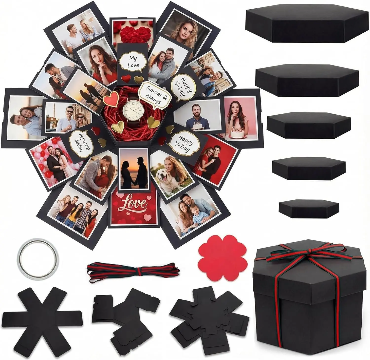 Explosion Gift Box, DIY Custom Scrapbook Photo Album Surprise Box for Birthday Anniversary Wedding Holiday Graduation, Boxed Party Gifts, Mini Photo Book Set Party Gifts