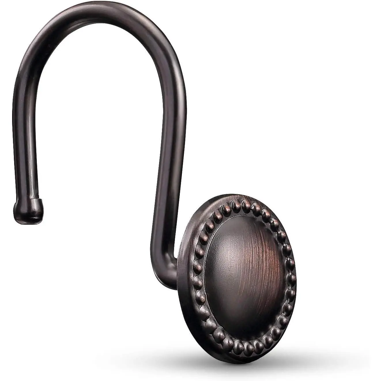 Bronze Shower Curtain Hooks,Oil Rubbed Decorative Shower Rings,Set of 12 Rust Resistant Shower Hooks Hangers for Bathroom Curtains Rods(Oil-Rubbed Bronze)