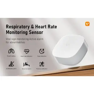 60GHz Breathing & Heart Rate Monitor Sensor, Presence Detection, mmWave Radar, Contactless Real-Time Monitoring, Alexa/Google Home Compatible, 2.4G Wi-Fi for Kids/Elderly