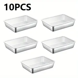 10pcs Stainless Steel Food Storage Containers with Transparent Lids, Microwave Safe, Stackable, for Meat Salad Fruit Vegetables