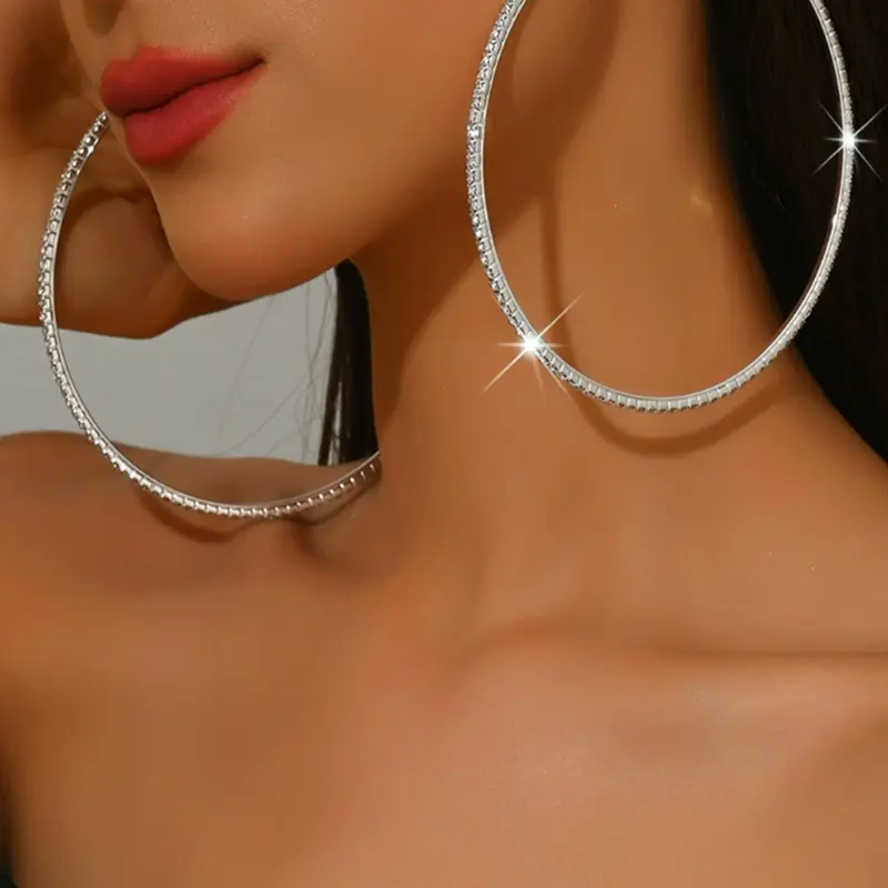Women's Geometric Circle Earrings Set, Silver Color &, Casual Style, Elegant Hoop Earrings, All Season Wear, Perfect for Weddings & Parties, Hoop Earring Sets, Circle Shape Earrings, Fashionable Earrings, Fashion Jewelry Party