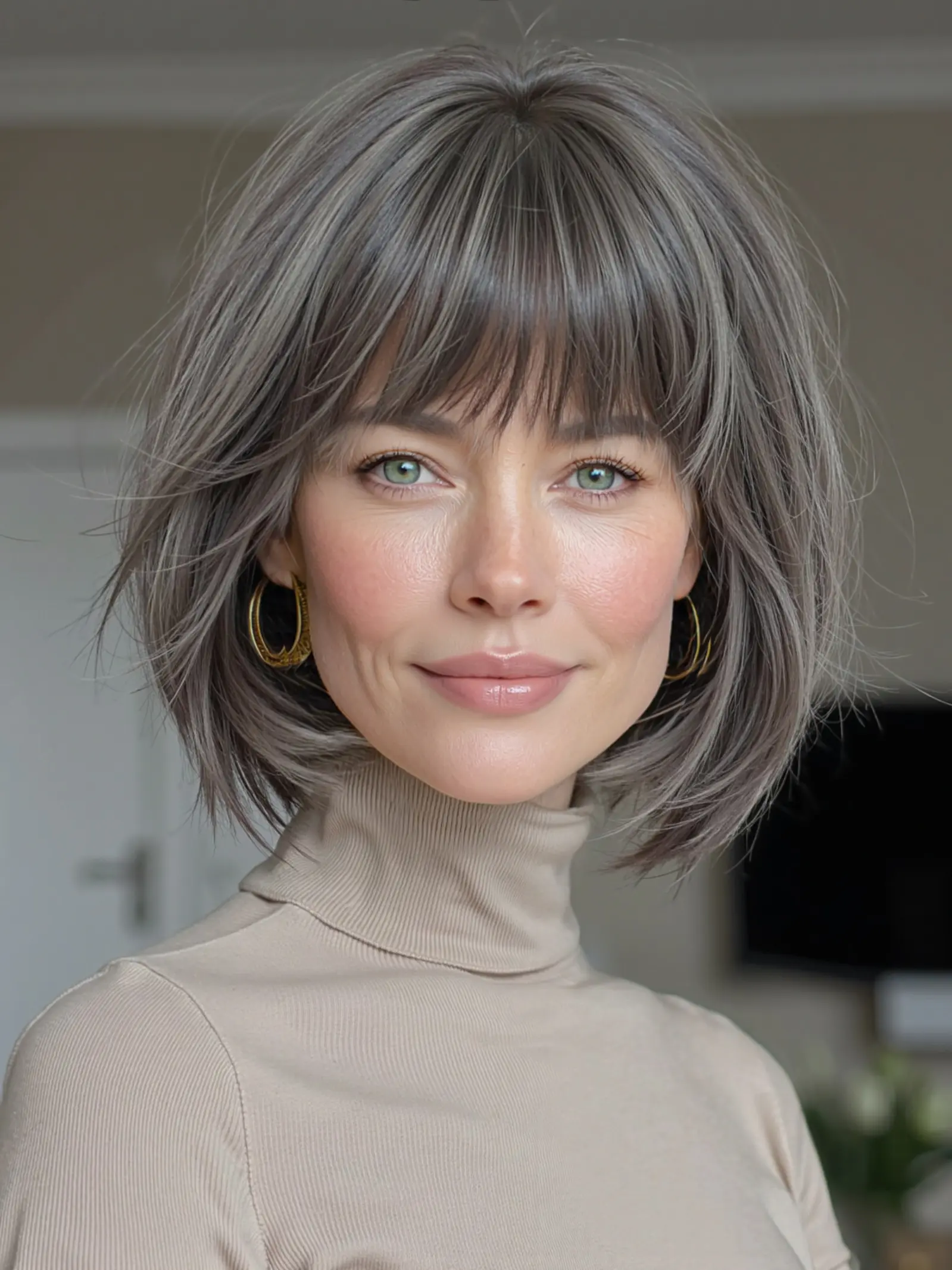 12 Inch Straight Hair Wig with Bangs, Smooth Everyday Wear, Multi-Purpose Wig, Quick Hairstyle Change, Short Wigs for Women, Machine Made Wigs, Synthetic Material Wigs, Daily Wear Wig, Fashion Wig