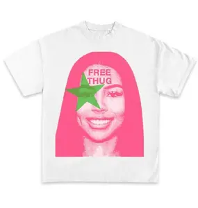 Mariah Pink Star Free Thug Big Face Graphic Tee