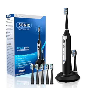 NetGen Sonic Electric Toothbrush for Adults with 5 Toothbrush Replacement Heads, 3 Brushing Modes & 2 Minutes Built-in Timer, Travel Toothbrushes with Inductive Charging, Rechargeable toothbrush - Black - Oral Handle Waterproof