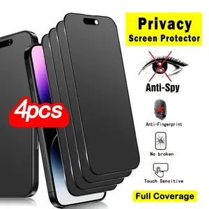 4-Pack Tempered Glass Durable Protective Privacy Screen Protector for iPhone 17/16/15 Series, Anti-Scratch Easy Install Bubble-Free Film, Installation Protection