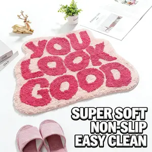 FunnyCute Brand You Look Good Black WhiteMicrofiber Bath Mat 25"x21" NonSlip PlushComfort Absorbent Washable Shower Rug forBathroom Decor - Green Decorative
