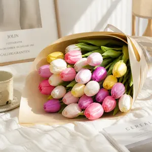 PU Mini Tulip Artificial Flower Bouquet, Home Decorative Photography Props, European Style Ornament, Elegant Floral Arrangement, Decorative Flowers