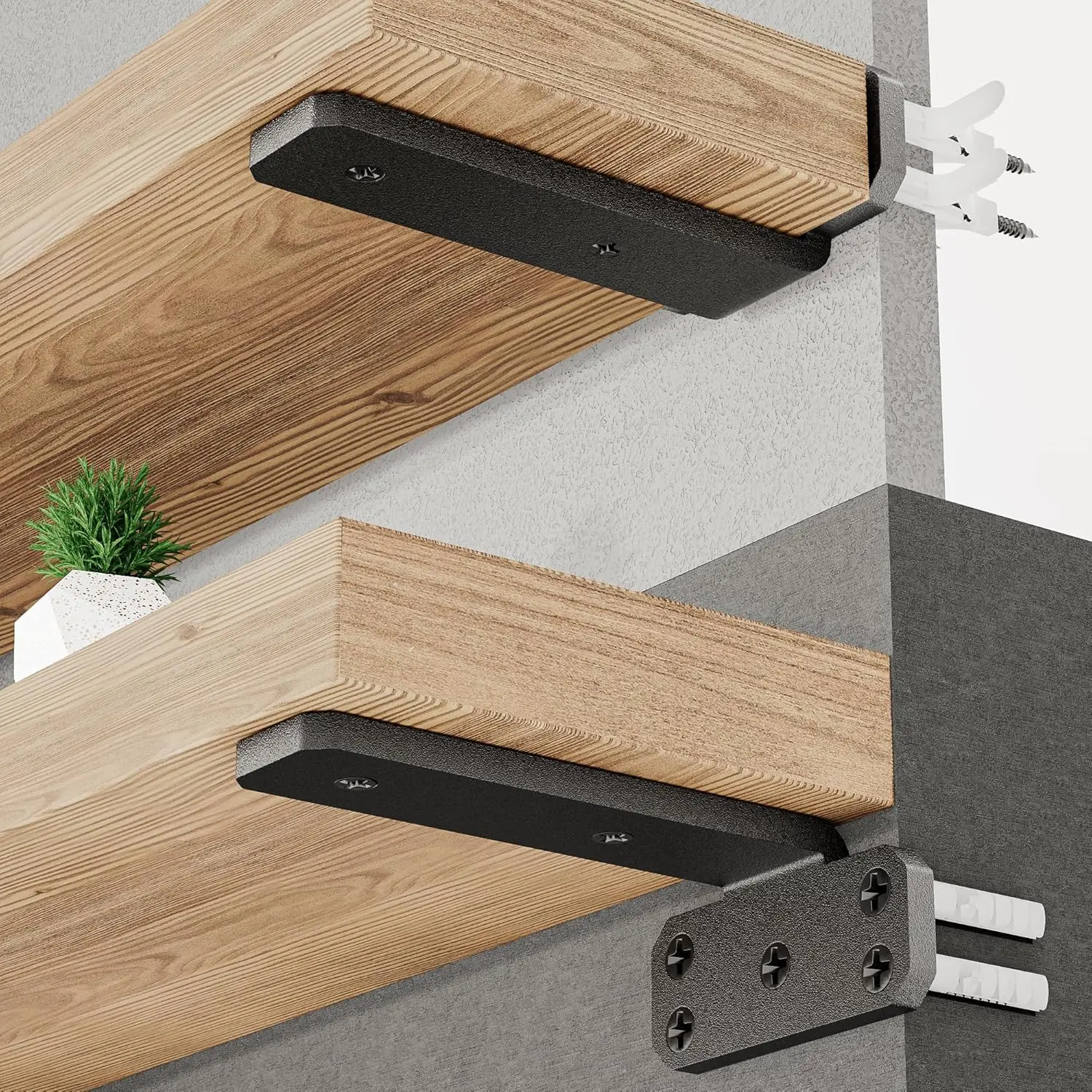 6 Pack 6" Floating Shelf Bracket, Shelves Brackets,  Shelving Brackets Hardware - Heavy Duty - 6/8/10/12 inch - Real  Bracket Designtzj6-6