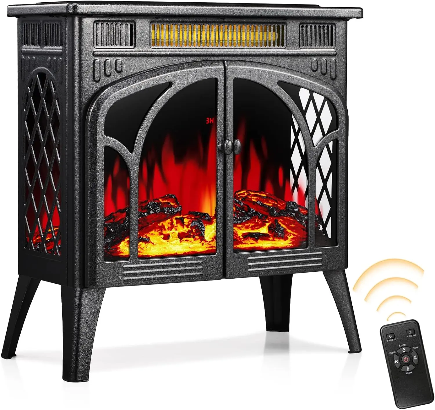 Xbeauty Freestanding Electric Fireplace Heater Infrared Fireplace Stove with 3D Flame Effect, Multiple Flame Colors, 5100BTU Electric Fireplace with Remote Control, Overheat Protection Design
