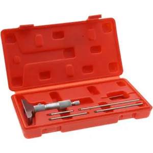 Value Collection Mechanical Depth Micrometer - 4'' Range, 4 Rods, Satin Chrome Finish Ball Thimble, 2.5in Base Length, 0.001in Graduation, 0.1772in Rod Diameter, Model 602-3015