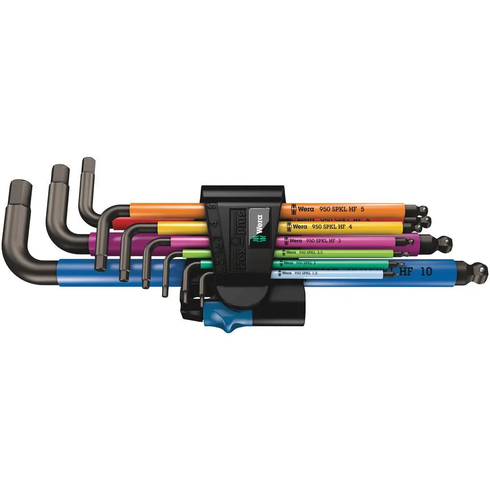WERA 05022210001 950 SPKL/9 SM HF MULTICOLOUR L-KEY SET, METRIC, BLACKLASER, WITH HOLDING FUNCTION