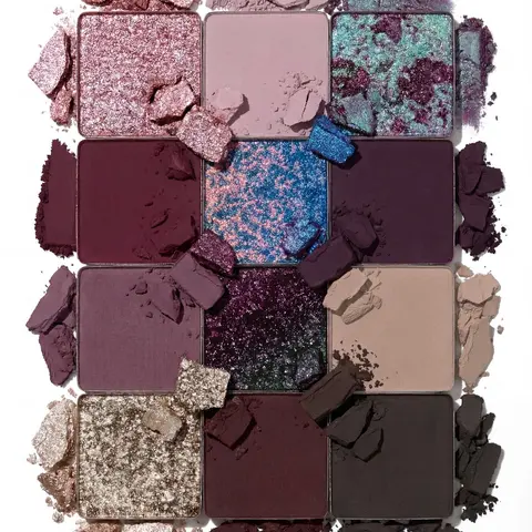 Nevermore 12-Pan Pressed Pigment and Eyeshadow Palette, Matte Makeup, Metallic Shimmer, Cosmetic Charcoal Beige