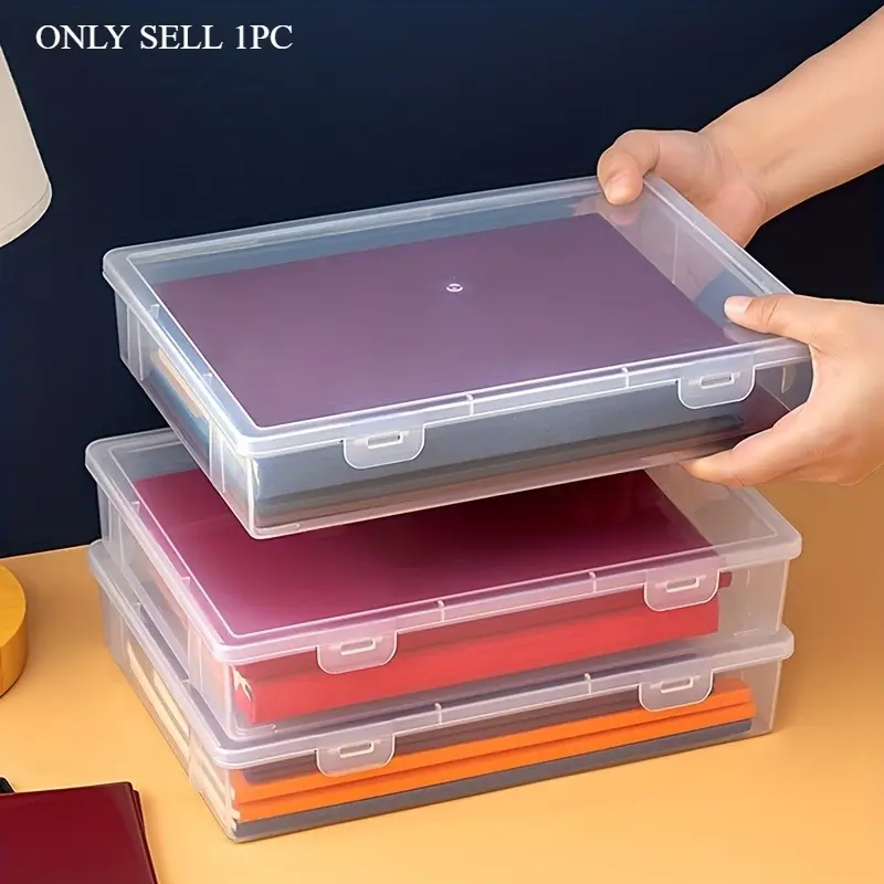1pc Large -capacity Office Documents Are Transparent Storage Boxes, File Organizer Box, File Box Plastic, Files Organizer, Put Various Documents, Bills, Archives, Paper, Orderly Storage, Not Easy To Lose, Dustproof And Waterproof On The Surface Of The Box