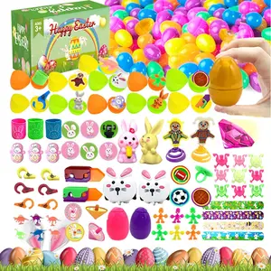 50Pack/100Pack/200Pack/24Pack Colorful Prefilled Easter Eggs with Surprises, Bright Plastic Easter Eggs Filled, No stickers, Easter Egg Hunt Party Supplies Blind Box Gift Set, Pre-Filled Easter Eggs with Gift Blind Box, Party Favors, Goodie Bags