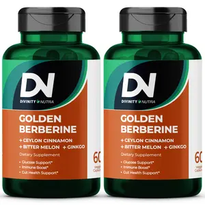DN 2 Packs 4-in-1 Golden Berberine Supplement 1500mg, Glucose Support, with Ceylon Cinnamon Bitter Melon Ginkgo, Support Gut Health, Metabolism, Wellness, 60 Capsules, Divinity Nutra