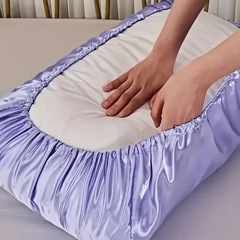Soft Breathable Elastic Rope Satin Pillowcases, Essential for Comfortable Sleep, Bedroom Must-Have, Pair of Pillowcases