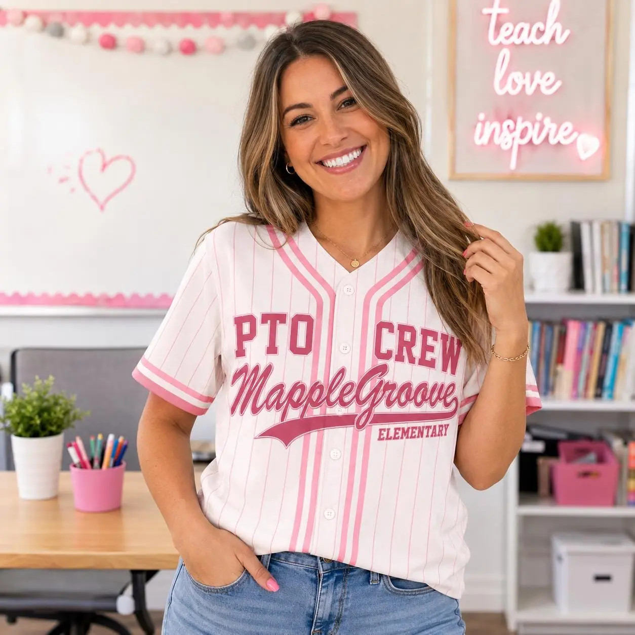 Custom PTO Baseball Jersey, Personalized School Name PTO Crew Shirt