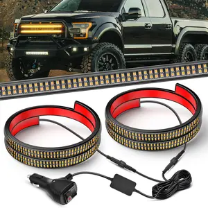 Nilight 2PCS 24in Truck Grille Strobe Light Strips with Strobe Light Module, 384-LED Amber Flexible Side Flashing Waterproof Safety Lighting Kit, Truck Accessories for Tow Plow Vehicles
