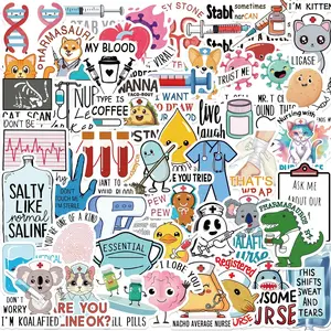 50PCS Funny Nurse Stickers Medical Stickers Funny Healthcare Sticker for Water Bottle Doctor Nursing Sticker Nurse Accessories for Work