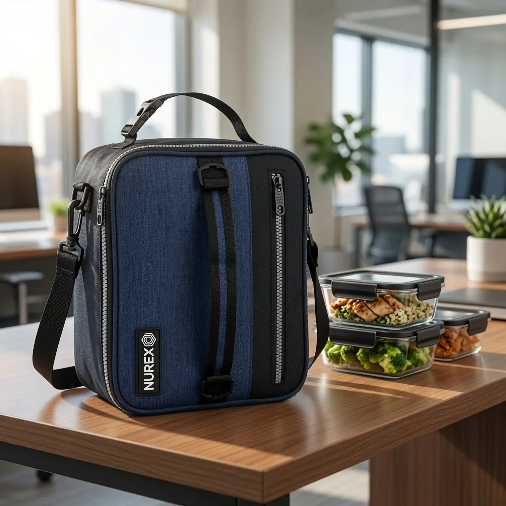 Solid Heather Navy Multifunctional Insulated Thermal Lunch Bag for Women - Waterproof Leakproof Cooler with Zip for Lunch at Work, School, Outdoor Activities, Thermal Bag, Multifunctional Insulated Bag