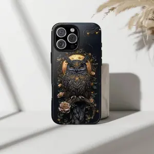 🦉 Mystic Night Owl Tough Phone Case 🌙  Dark Academia & Witchy Vibe  Magsafe® Compatible for Phone 15 Pro Max, 15, 14, 13, 12, 11, X Series & Samsung Galaxy
