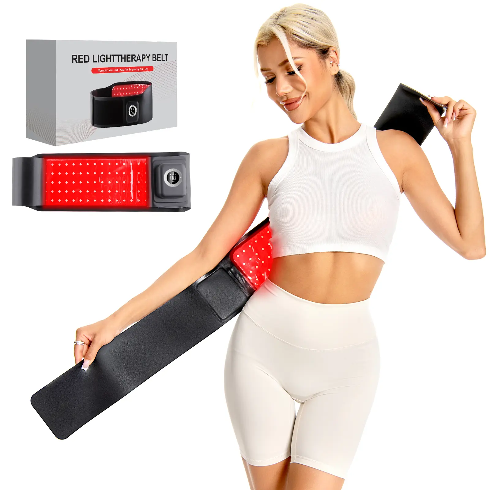 Wireless Red Light Therapy Belt, Portable Infrared Light Therapy Wrap Red Light Therapy Device for Body with 10000mAh Power Pack for Back Shoulder Waist Muscle Relief for Women Men