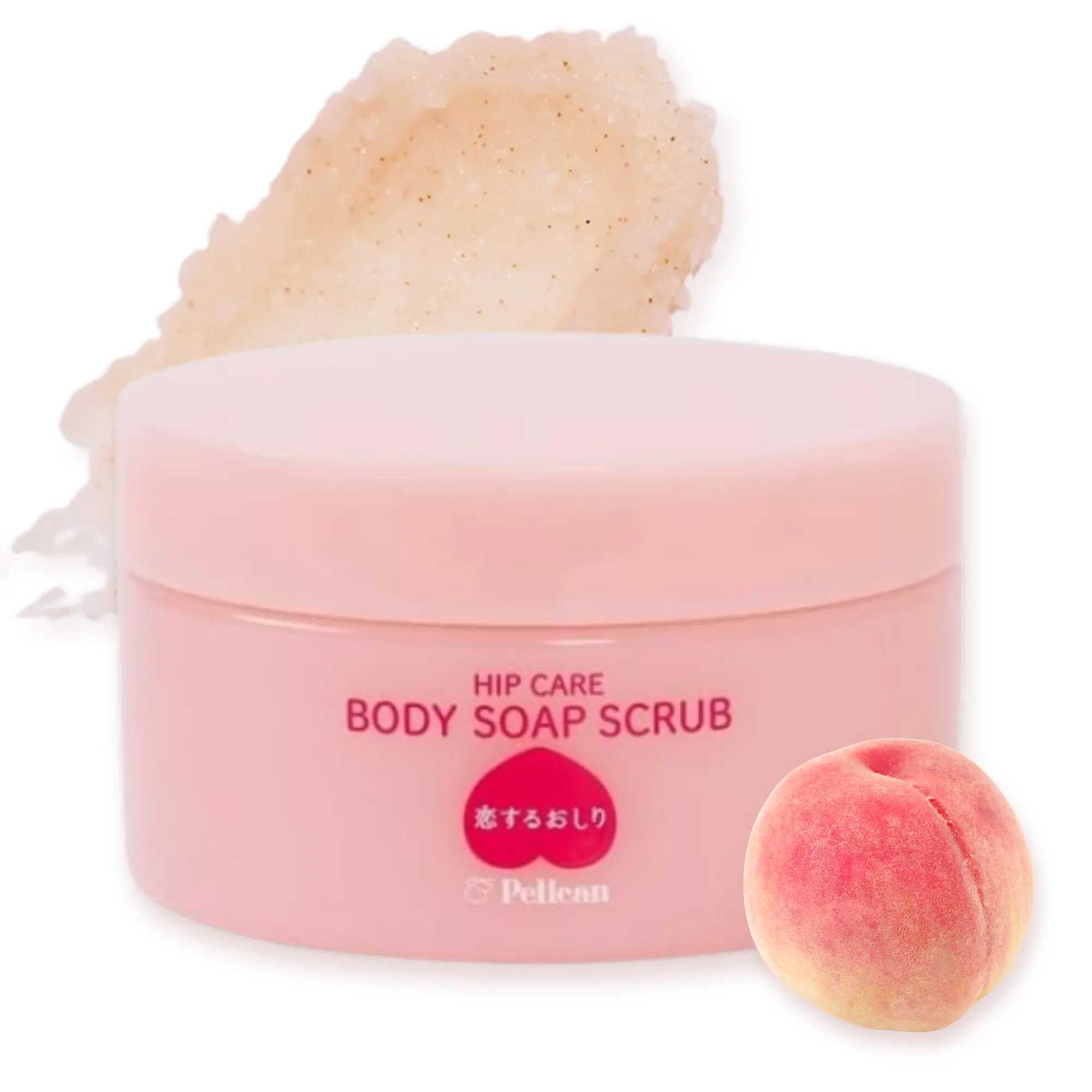 Pelican Soap Salt Scrub Body Exfoliator with Peach & Aloe, Natural & Organic Body Scrub for Women & Men, Body Scrub Sensitive Skin with Foam, Gentle Exfoliator & Body Polish for Dead Skin 6.35 Oz