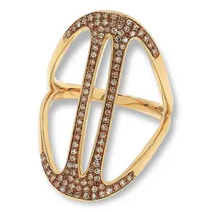 Rarities Gold-Plated 3/8ctw Champagne Diamond Pavé Elongated Ring
