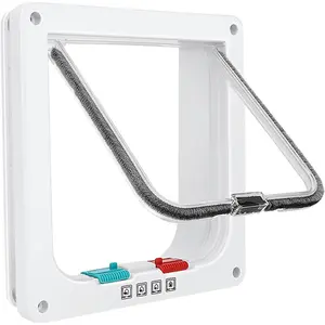 Thin Cat Door for Windows, Pet Doors and Sliding Door, Safety Pet Door with 4 Way Lock, Weatherproof Cat Flap for Thin Door and Wall(Medium, 6.7in x 6.3in Flap)