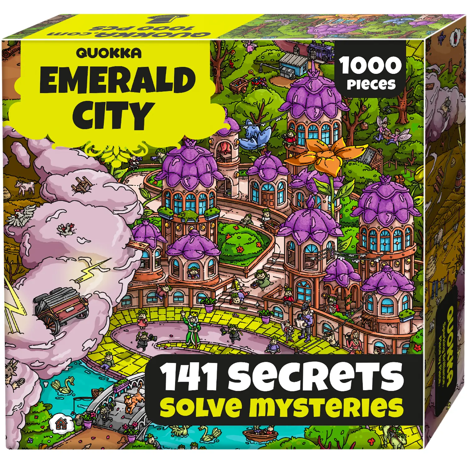 QUOKKA 1000-Piece Emerald Kingdom Fantasy Art Jigsaw Puzzle for 15+ Years - Cardboard, Discovery Elements, Secret Tasks, Secret Envelopes, Enchanted Clues, Storybook Details, Immersive Audio Tale, Indoor Fun