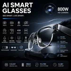 Smart Glasses with Camera, 8mp HD, Eis+ois Dual Stabilization, Ip66 Waterproof, Ai Translation, HiFi Audio, Magnetic Charging, Heycyan APP
