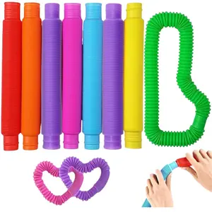 Colorful Pop Tubes Sensory Toy, 6 Counts/set Fidget Tube Watertoy, Rubber Party Favors with Autism Classroom Prizes Gifts, Anxiety Stress Relief Toys for Kids Adults
