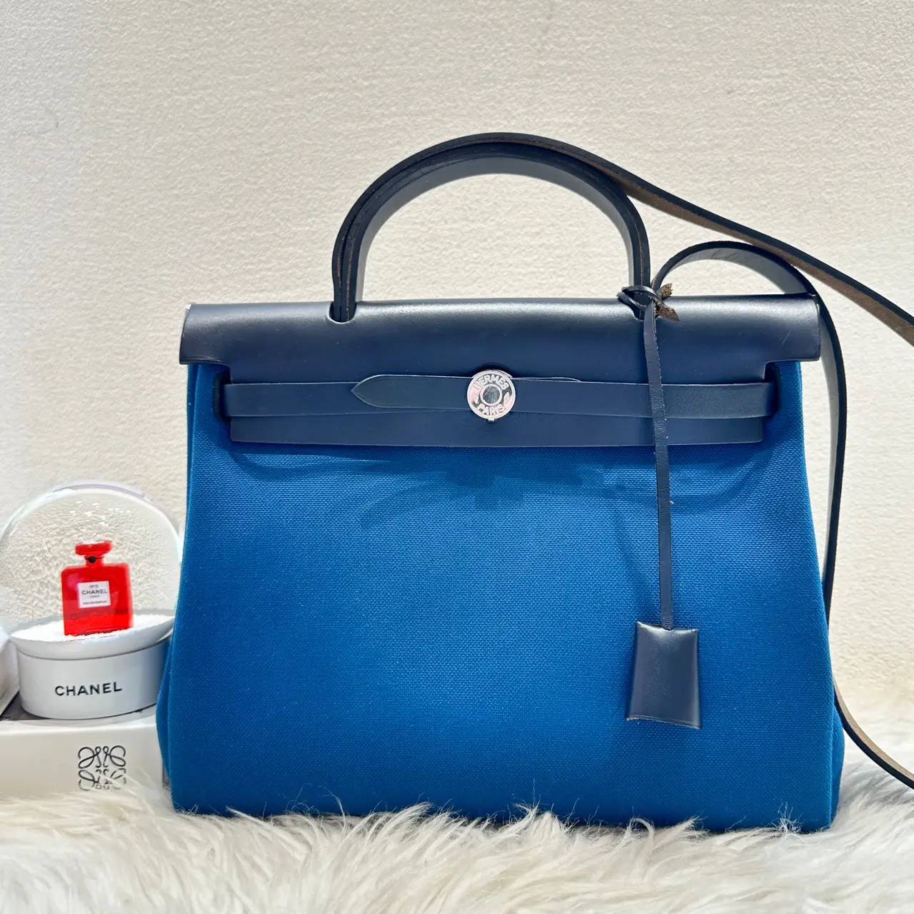 Pre-owned HERMÈS herbag31 blue PM handle bag 2019