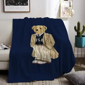 Soft and comfortable Throw Blanket Fluffy Plaid POLO Bears for Home Sofa Bedding . Polaris Blanket