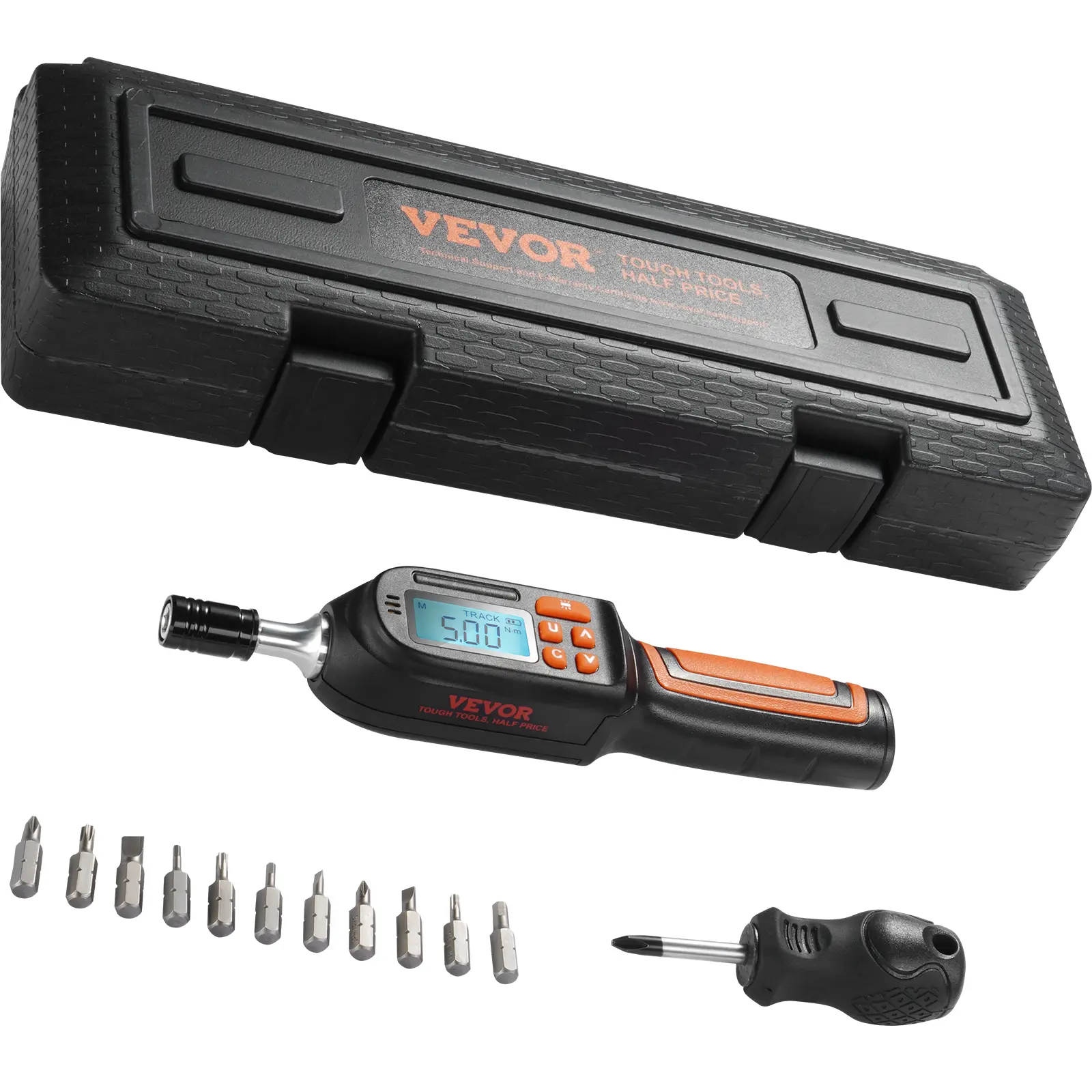 【Summerfinds】VEVOR Digital Torque Screwdriver,1/4" Drive Screwdriver Torque WrenchElectrician Torque Screwdriver with LCD2.65-70.67 in-lbs Torque Range0.01 N.m Increment Torque Screwdriver with Bits & Case