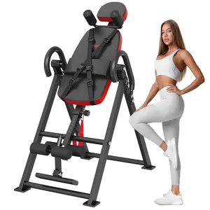【Summervibes】VEVOR Inversion Table, 300 lbs Capacity Heavy Duty Inversion Table, Decompression Back Stretcher Machine, Strength Training Equipment with Headrest, Ankle Lock, Adjustable Protective Belt, Red/Black