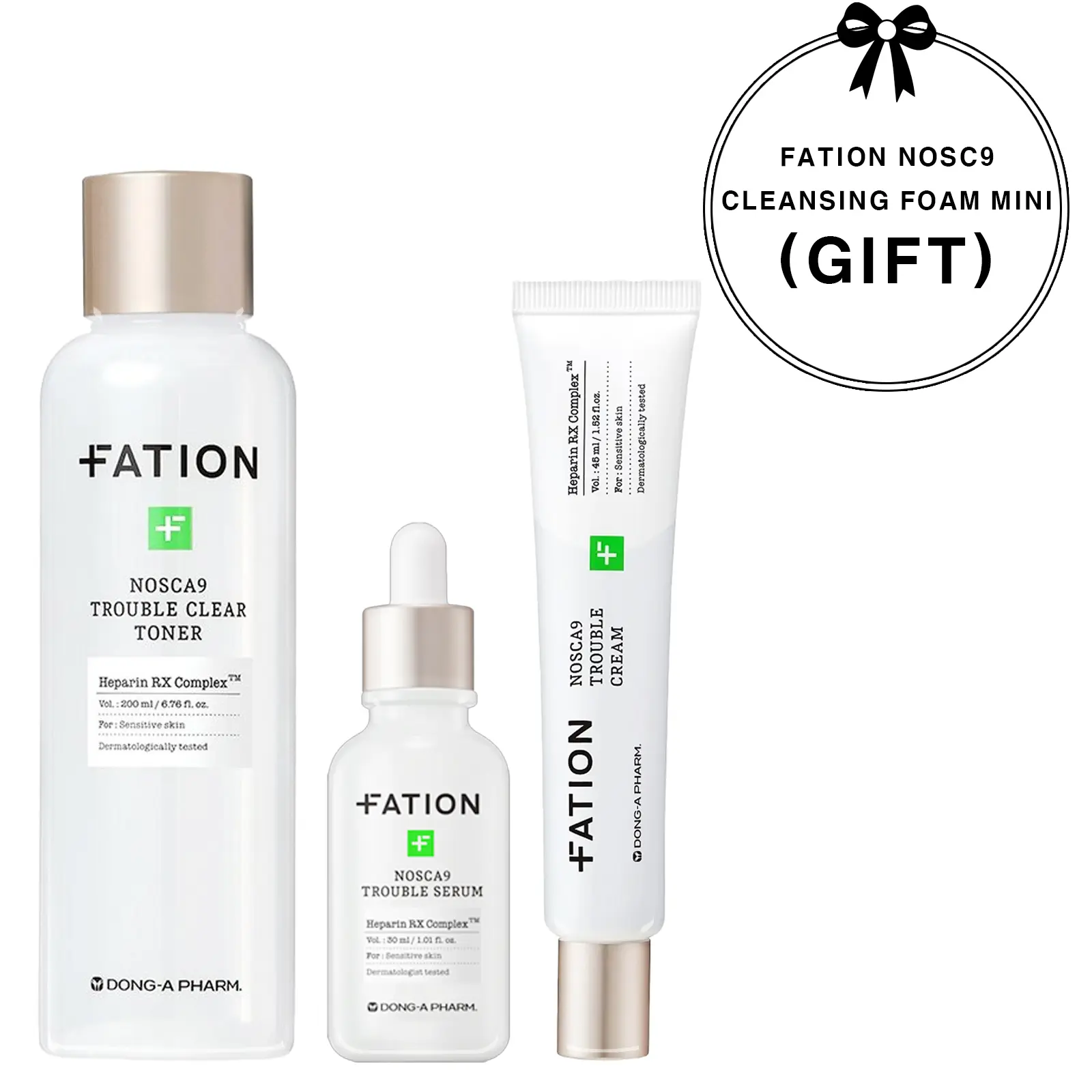FATION Nosca9 3-Step Skincare Set | Toner + Serum + Cream, Moisturizer Essential Routine