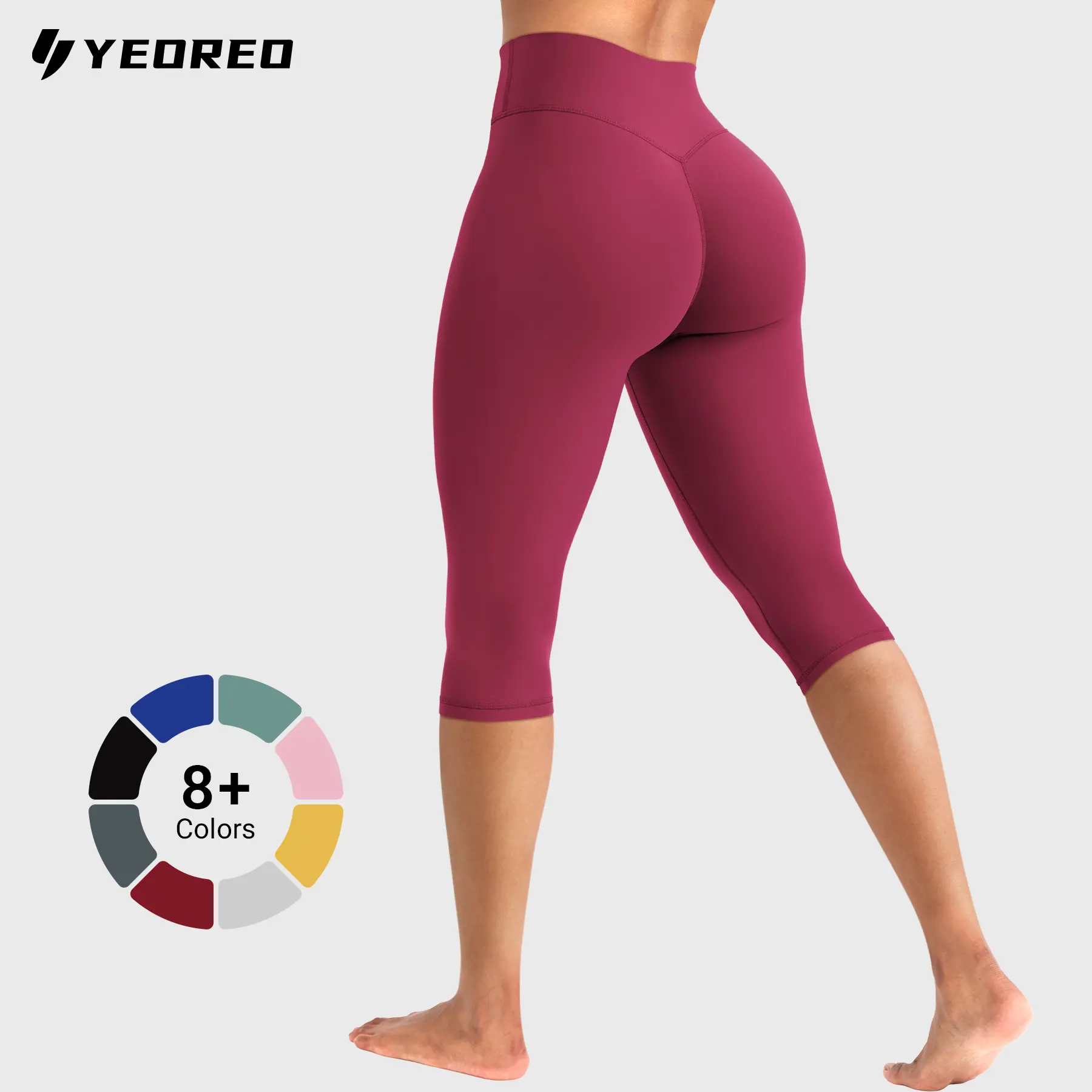 YEOREO Womens Workout Capri Leggings (Classic/Pocket Style) 15"/17"/19" Inseam No Front Seam High Waisted Scrunch Yoga Pants summerwins
