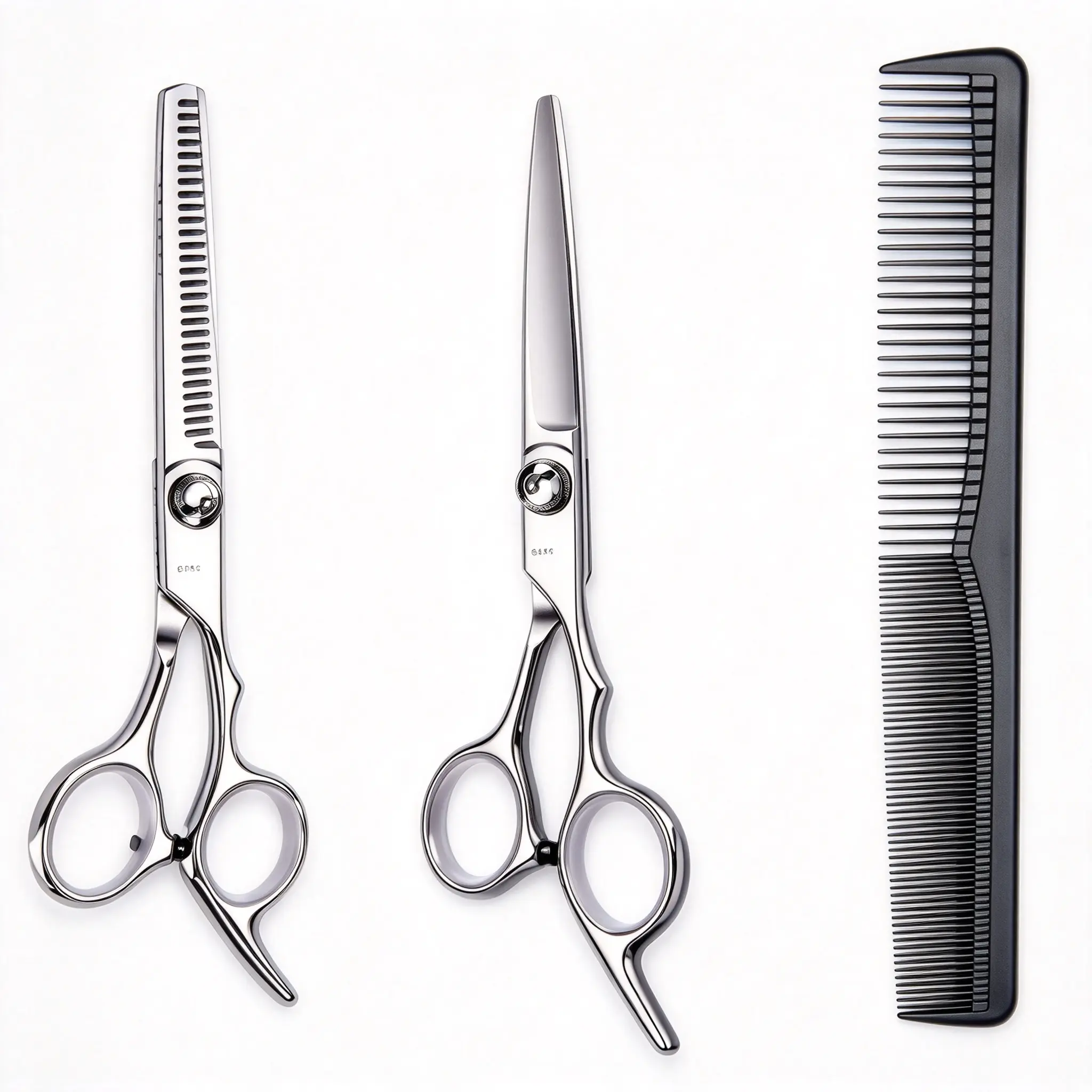 Unisex 3Pcs Hair Cutting Trimming Kit - Stainless Steel Straight Cut Gear, Thinning Shears, Dual-Sided Comb, Rust-Resistant, Ergonomic Handle, Compact Portable Salon Equipment for Adults Haircare (cm-Sized)