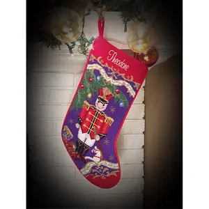 Peking Handicraft  11 x 18 in. Xmas Soldier Embroidered Needlepoint Stocking