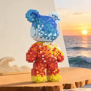 Ice Fire Dual Bear 3D Puzzle Building Block Decoration, Home Office Shelf Decor, Party Living Room TV Stand Display, Ideal Gift
