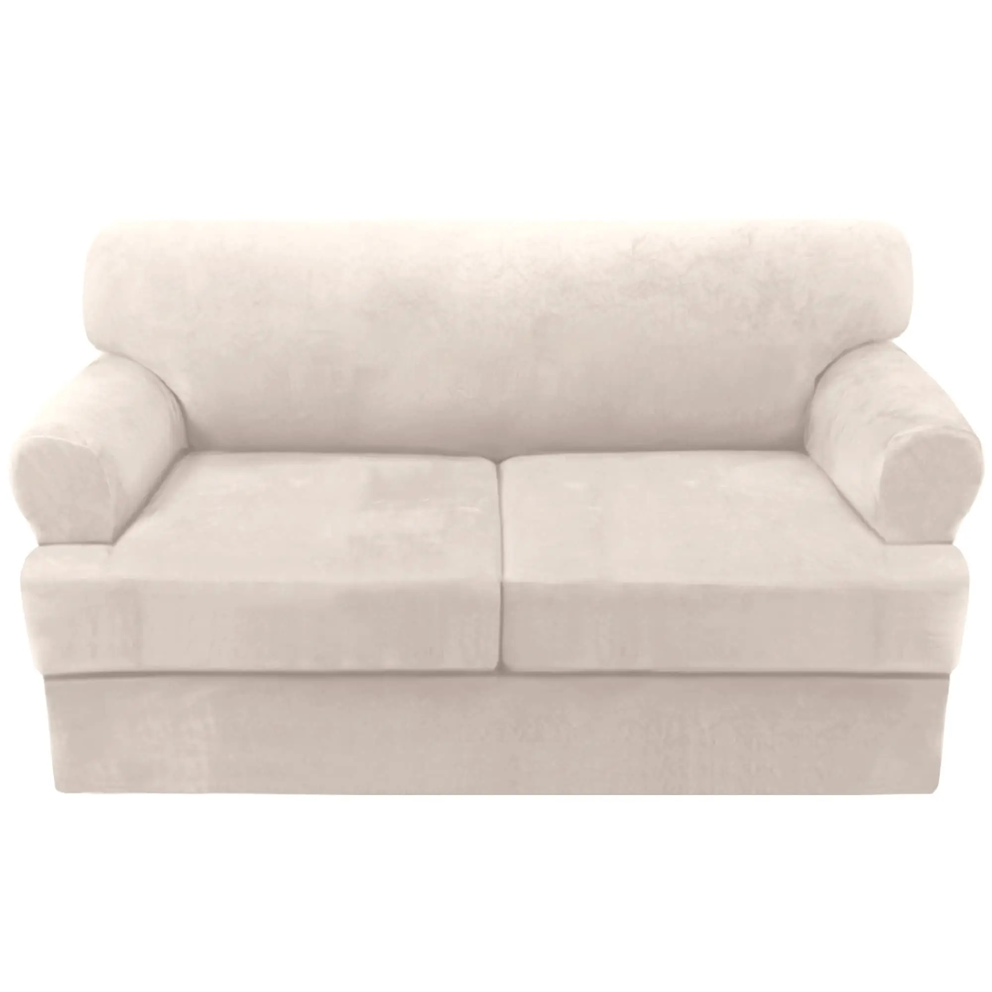 PrimeBeau Sofa Cover 3 Pieces T Cushion Loveseat Slipcovers Thick Velvet Couch Cover Furniture Protector Stretch T Cushion Sofa Covers for 2 Cushion Couch with 2 T Cushion Covers Washable