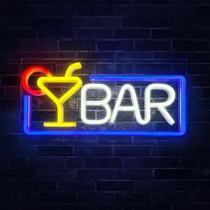 Bar Neon Sign For Home Bar Wall Decoration, LED Cocktail Neon Light For Man Cave Night Club Bistro Pub Party, 16.5*8.7IN USB Powered Bar Sign With Brightness Adjustable Switch, Gifts For Boys Girls Birthday Christmas(BLUE)