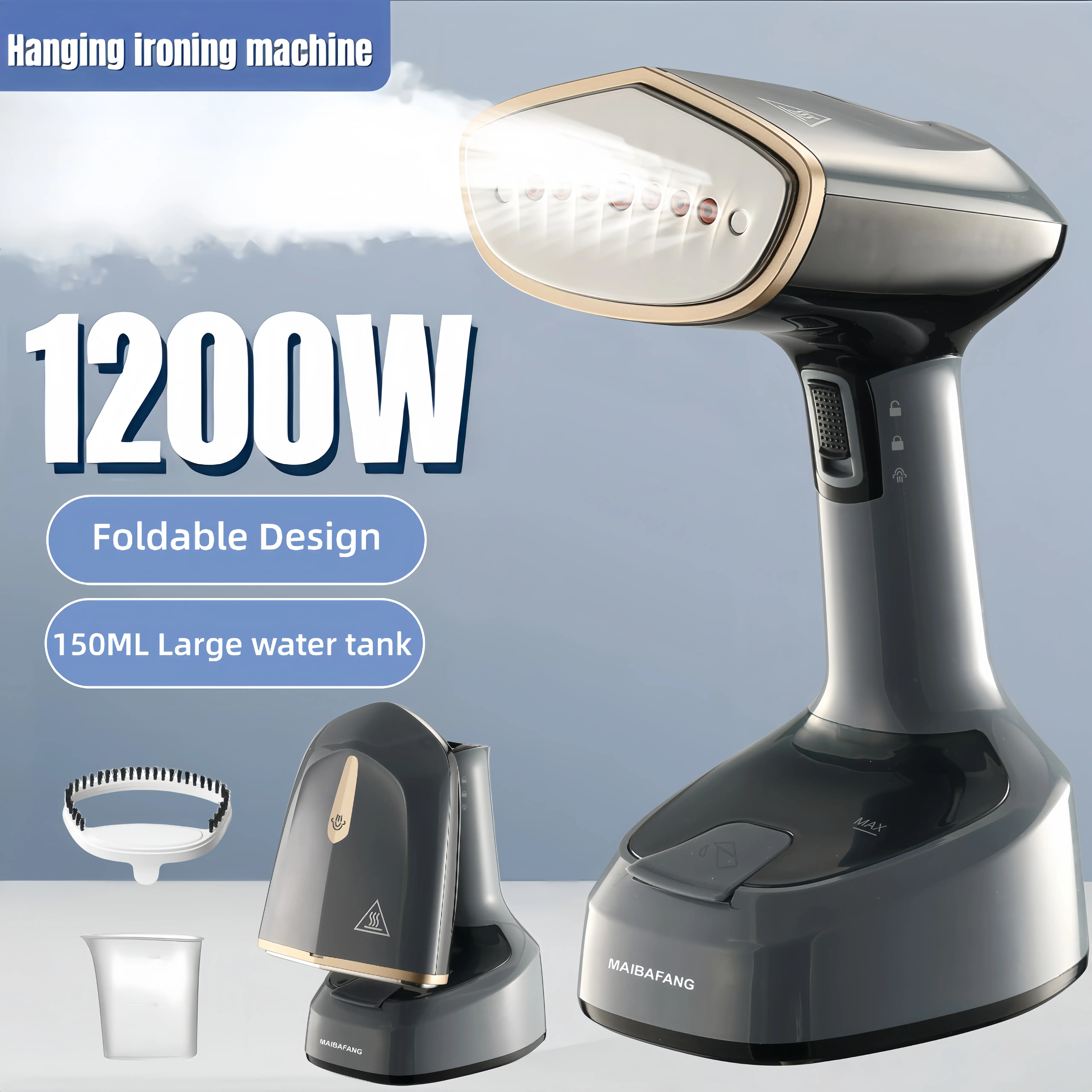 Portable Foldable Handheld Travel Clothing Steamer, 1200W Home Garment Steamer with 20g/min Strong Steam, 25-Second Fast Heat Wrinkle Remover, Handheld Clothing Steamer