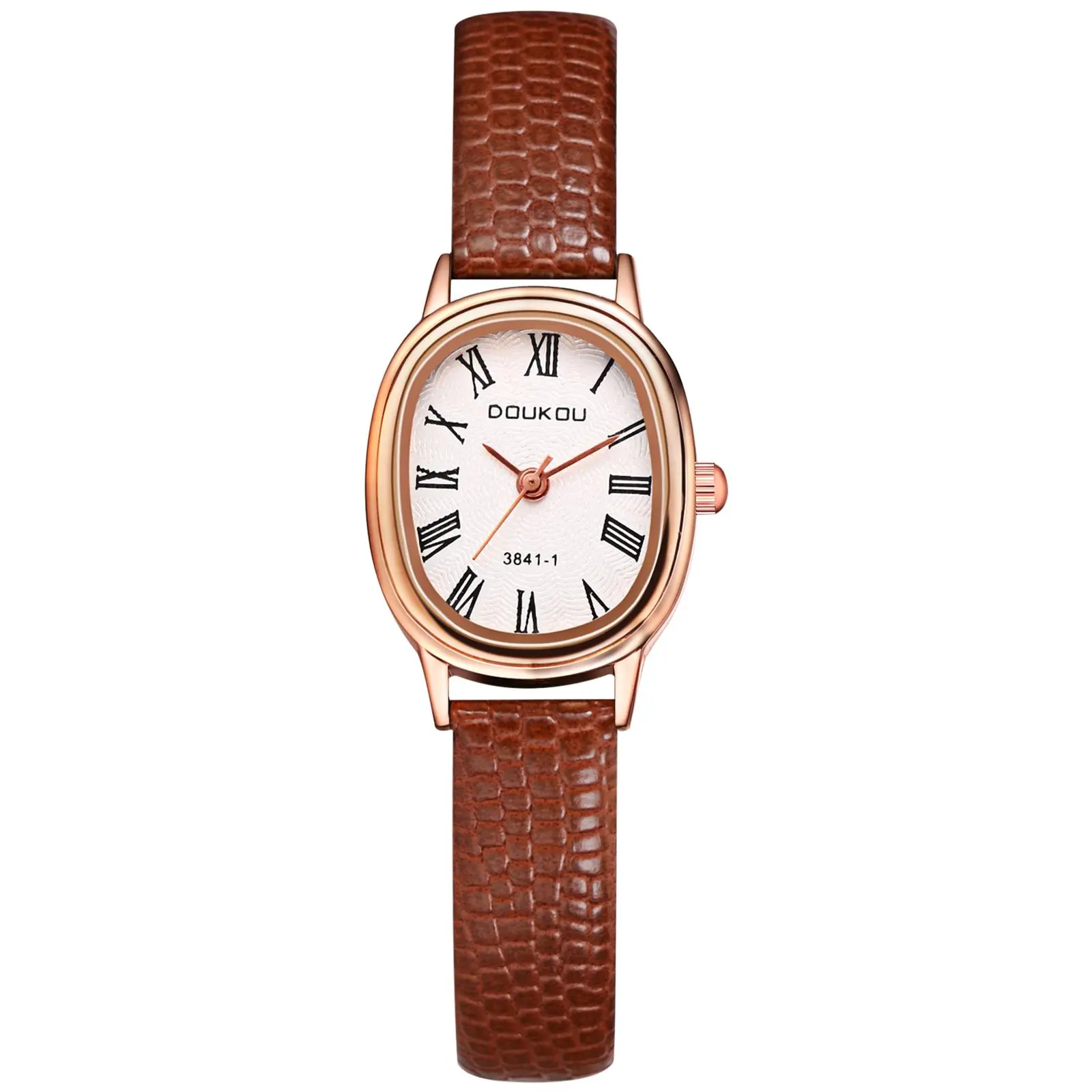 OIDEA Women's Dainty Vintage Classic Quartz Analog Dress Watch - Small Rectangular-Oval Shaped Case, PU Leather Band, Roman Numerals, Elegant Wristwatch, Accessories for Women, Onesize, Classic Quartz Watch, Oval Shaped Watch