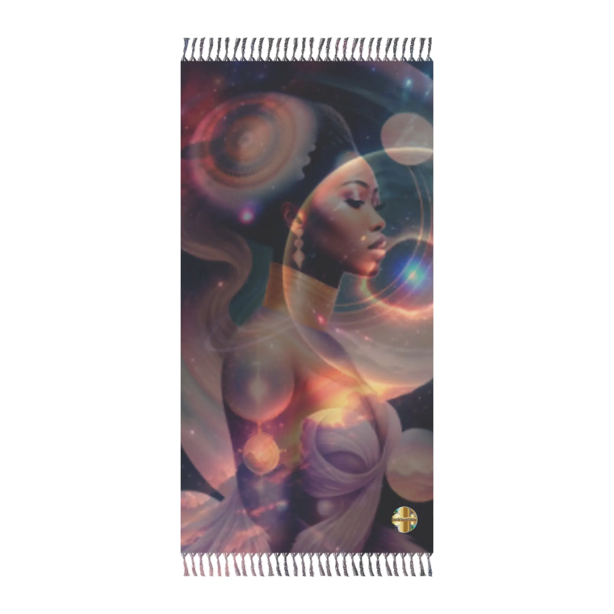 Galaxy Goddess Boho Beach Cloth, Celestial Bohemian Sarong Wrap, Starry Night Women's Beach Cover-Up, Moon Phase Tapestry Towel, Universe