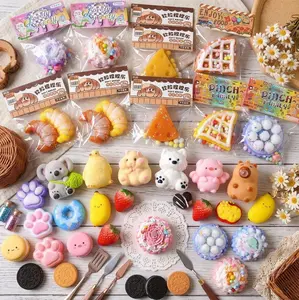 Squishy Squeeze Toys, Squishies Toy, Stress Relief Toy  with Adorable Animals and Fake Food Ideal Gift for Party Christmas Halloween Birthday Easter