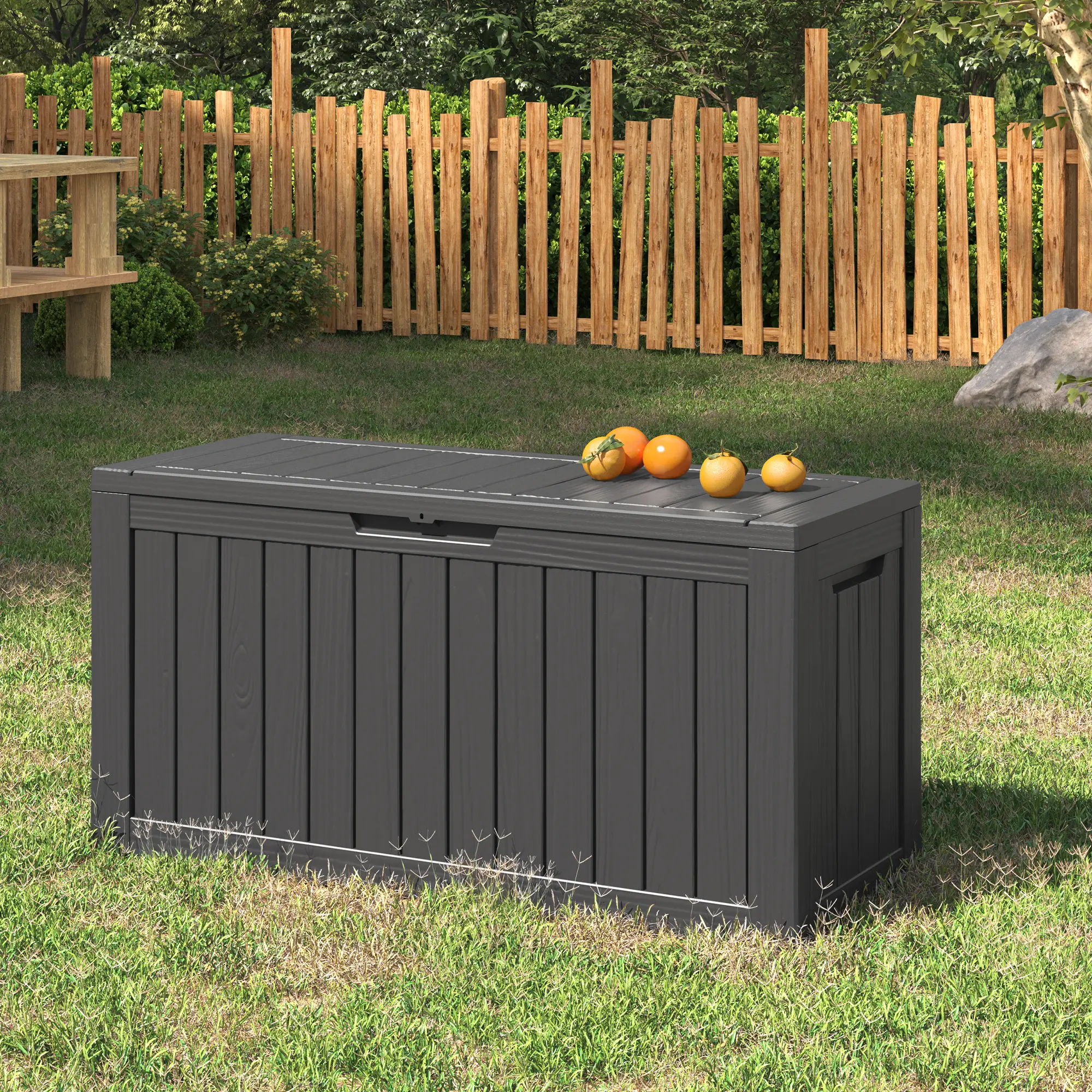 Summervibes LHBCRAFT 31/72/120-gallon outdoor deck storage box Waterproof, Lockable, Extra Seat, UV 1000+ Anti-ultraviolet, Easy Installation, Reinforced Structures,