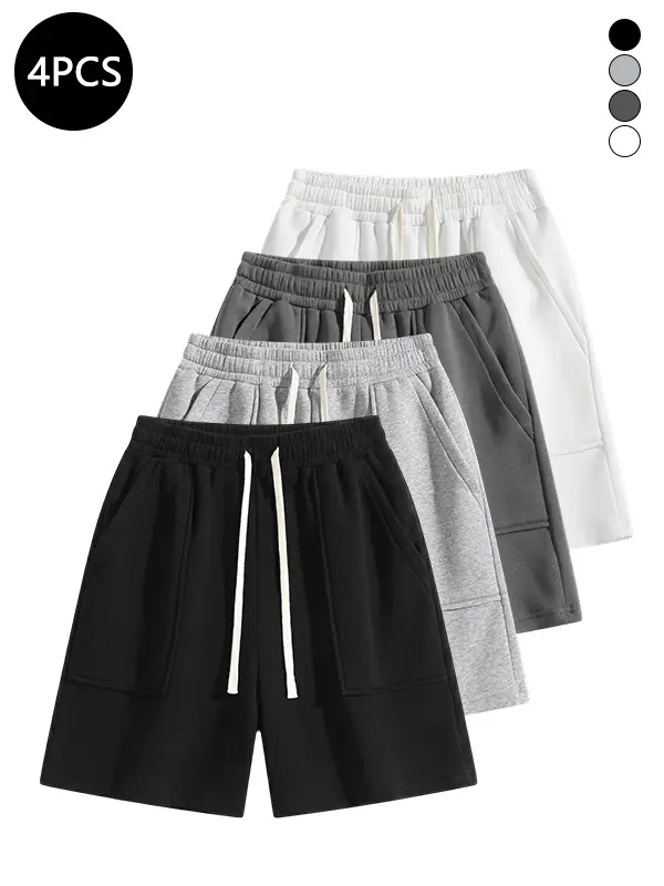 4-Pack Men’s Shorts for Summer — Loose Casual Bermuda Shorts, Everyday Wear, Fitness Sports Shorts for Men